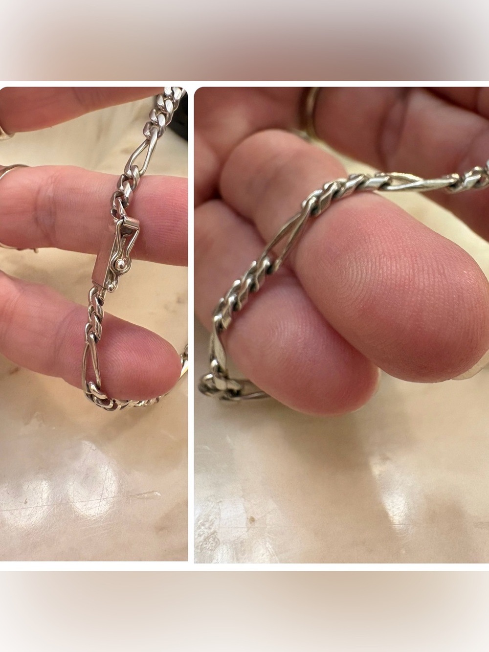 925 Sterling Silver Vintage Mexico Signed Figaro Link Bracelet 8.75 A+ unisex - Picture 9 of 14